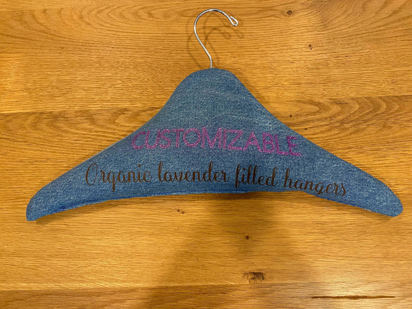 Customizable Lavender filled hanger (presently, only dark or light jean material available)